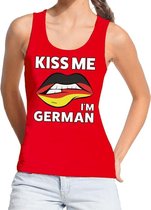 Kiss me I am German tanktop / mouwloos shirt rood dames - feest shirts dames - Duitsland kleding S