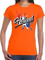 Holland landen t-shirt spetter oranje voor dames - supporter/landen kleding Nederland S