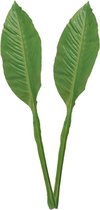 2x Groene Musa/bananenplant blad kunsttak kunstplant  74 cm - Binnen/buiten - Kunstplanten/kunsttakken - Kunstbloemen boeketten