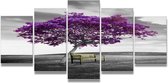Purple Tree - Tableau Pentaptyque 200 x 100 cm