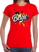Belgie landen t-shirt spetter rood voor dames - supporter/landen kleding Belgie XXL