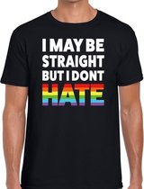 I may be straight but i dont hate t-shirt - gaypride regenboog t-shirt zwart voor heren - Gay pride XXL