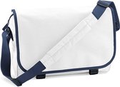 Schoudertas/aktetas wit/navy 41 cm voor dames/heren - Schooltassen/laptop tassen met schouderband