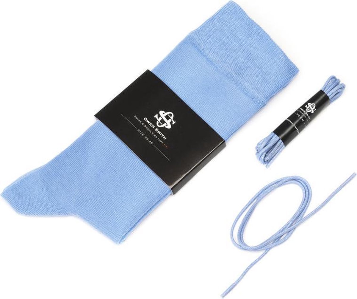Owen Smith - Herensokken blauw - met Veters - maat 43-46 veterlengte 75cm