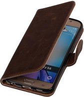 Zakelijke Book Case Telefoonhoesje Geschikt voor de Samsung Galaxy S6 G920F - Portemonnee Hoesje - Pasjeshouder Wallet Case - Mocca