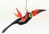 Toekan glazen vogel, mondgeblazen 15x6 cm