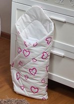 Inbakerdoek - Baby swaddle - 80x80cm - roze hartjes