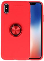 Softcase voor iPhone X Hoesje met Ring Houder Rood