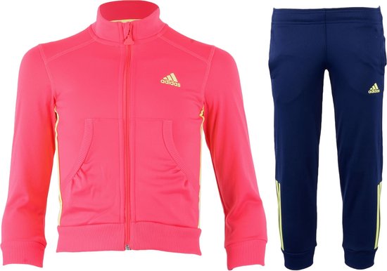 slaap spade dik adidas LG Essential Pes Trainingspak - Maat 110 - Meisjes - roze/blauw/geel  | bol.com
