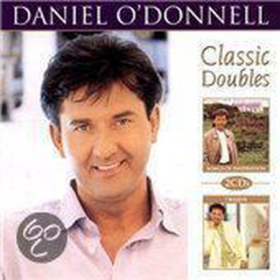 Albumhoes Daniel O'Donnell Classic Doubles. Hij draagt een paars hemd.