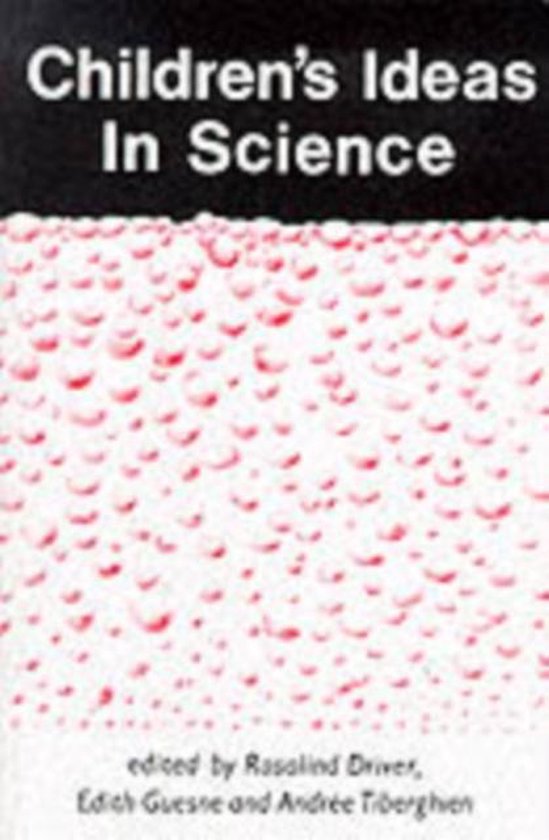 Boekcover met de titel "Children's Ideas In Science" op een witte achtergrond met rode druppels.