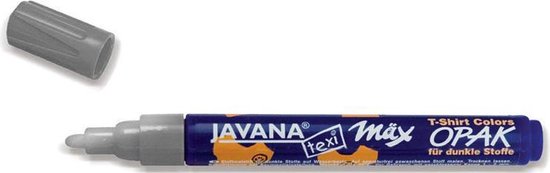 Zilveren textiel stift - Javana Texi Max - 2-4 mm kogelpunt - Hoge kwaliteit textiel marker op waterbasis, geschikt op zowel licht als donker textiel