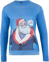 Kersttrui blauw - popart - heren - Super Santa XXL (56)