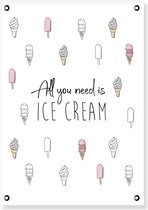Tuinposter | All you need is ice cream | Zwart wit / kleur | Buitenposter | Creations of Happiness
