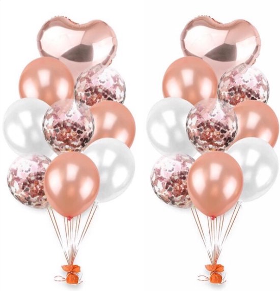 Luxe Ballonnen Rose Gold Confetti Wit - Folie Hart ballonnenset Helium  Ballon Party Feest | bol.com