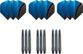 Darts Set - Dartset - 3 sets Curve dartflights en 3 sets nylon shafts - 18 pcs - Aqua