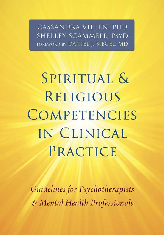 Boekomslag met de titel 'SPIRITUAL & RELIGIOUS COMPETENCIES IN CLINICAL PRACTICE' met de namen van de auteurs.