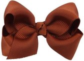 Haarknipje, haarclip, haarspeldje, alligatorknip met strik van grosgrain lint bruin – gratis verzending