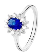 Lucardi Dames Ring met blauwe zirkonia - Ring - Cadeau - Echt Zilver - Zilverkleurig
