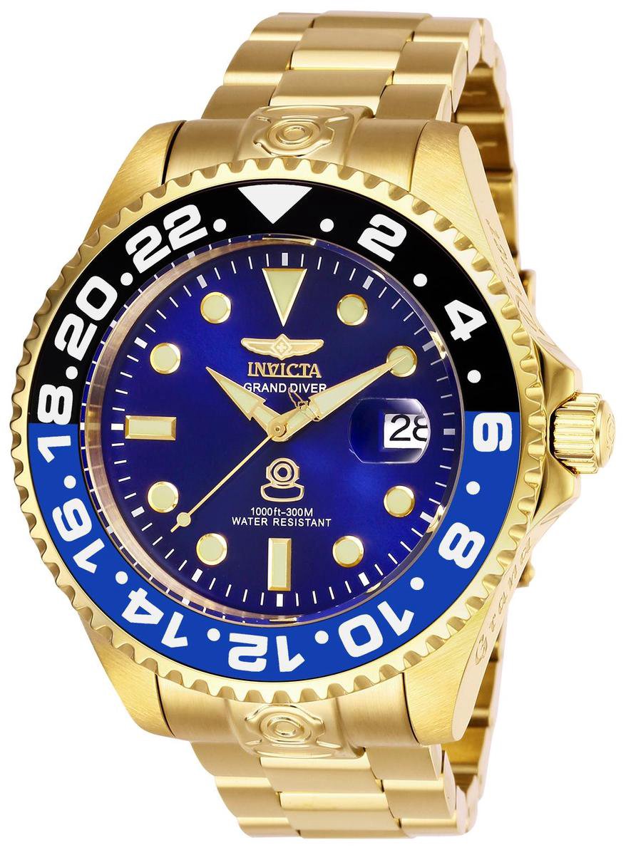 Invicta Grand Diver 27971 Heren Horloge - Waterdicht - Analoog - Automatisch Uurwerk - Roestvrij Staal met blauwe Wijzerplaat - 47mm