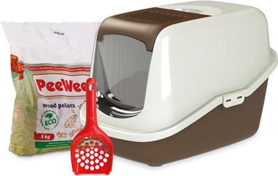 PeeWee EcoHus Startpakket - Kattenbak - Bruin - 56 x 39 x 38.5 cm
