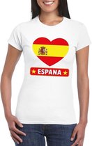 Spanje hart vlag t-shirt wit dames L