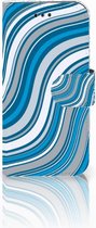 Geschikt voor Samsung Galaxy A3 2017 Bookcase Hoesje Design Waves Blue