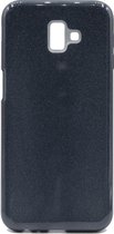 HB Hoesje Geschikt voor Samsung Galaxy J6 Plus - Glitter Back Cover - Zwart