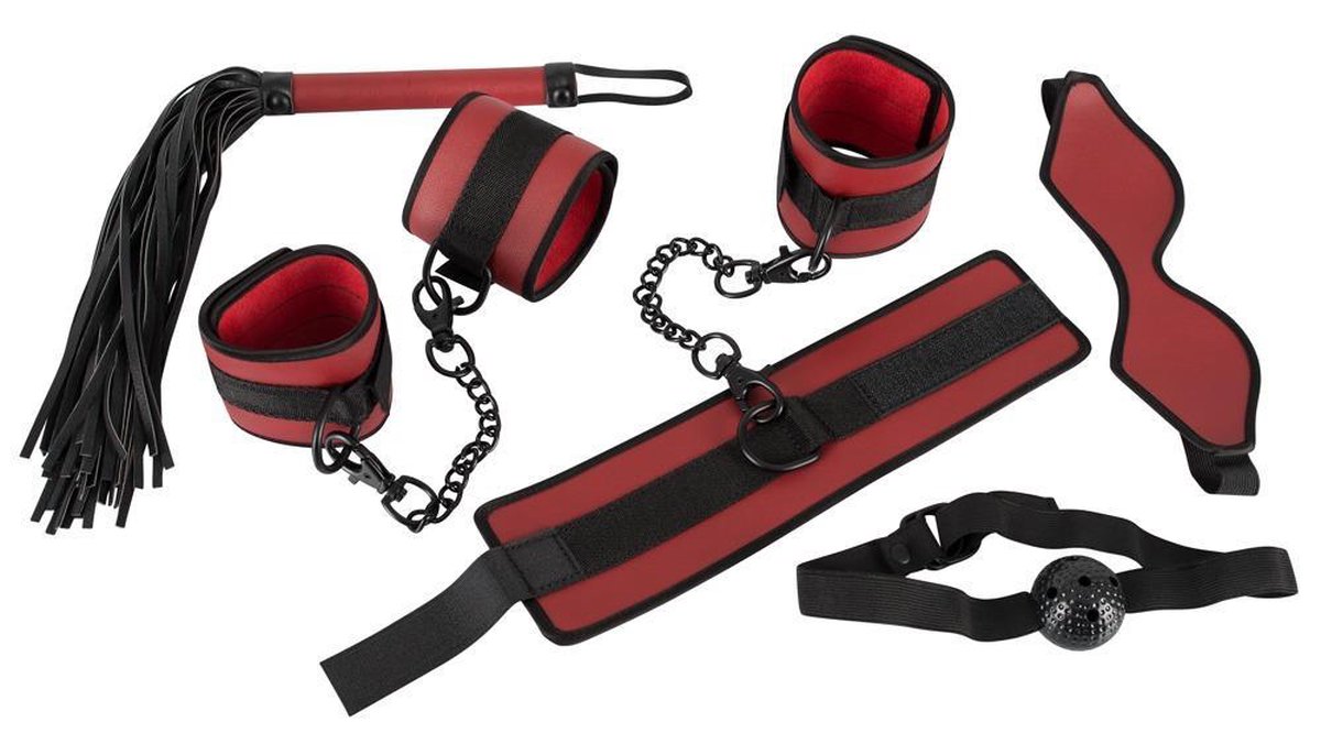 Goedkoopste Bad Kitty – Compleet Bondage Set 5 Delig voor Complete Bondage Ervaring met Ploeter Zweep – Rood