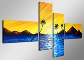 Palmbomen - Canvas Schilderij Vierluik 160 x 70 cm