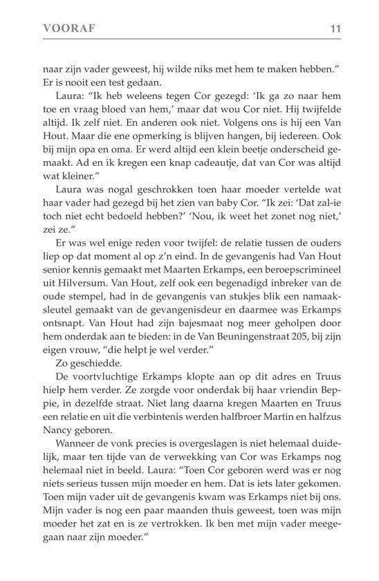 Pagina 11 uit het boek 'Cor' met tekst over het levensverhaal van Cor.