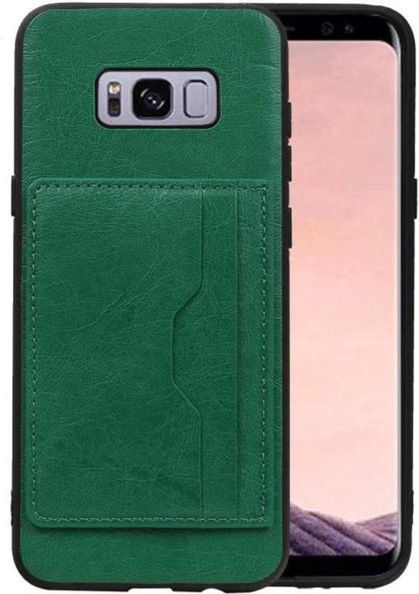 Staand Back Cover met 1 Pasjeshouder Hoesje Geschikt voor Samsung Galaxy S8 Plus Groen