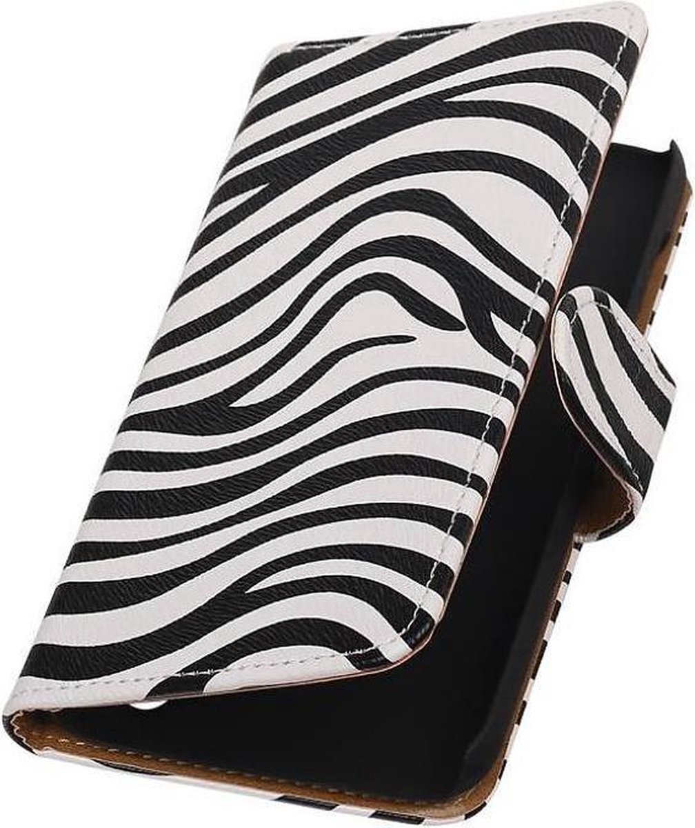 Zebra Bookstyle Wallet Case Hoesje Geschikt voor Huawei Ascend Y625 Wit