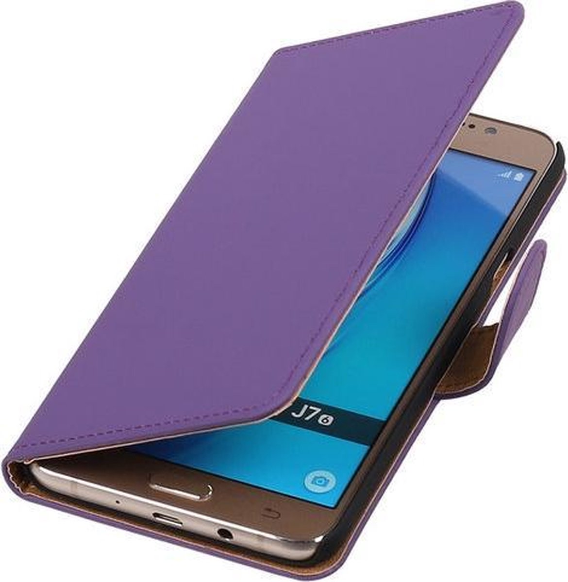 Paars Effen booktype cover hoesje voor Samsung Galaxy J7 2016