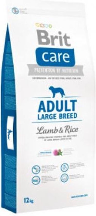 Brit care Adult large breed Lam&Rijst Hypo-allergeen 12kg met 50% vlees!