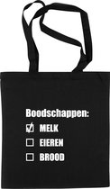 Katoenen boodschap tasje Zwart 42 x 38 cm - boodschappentas / shopper / draagtas