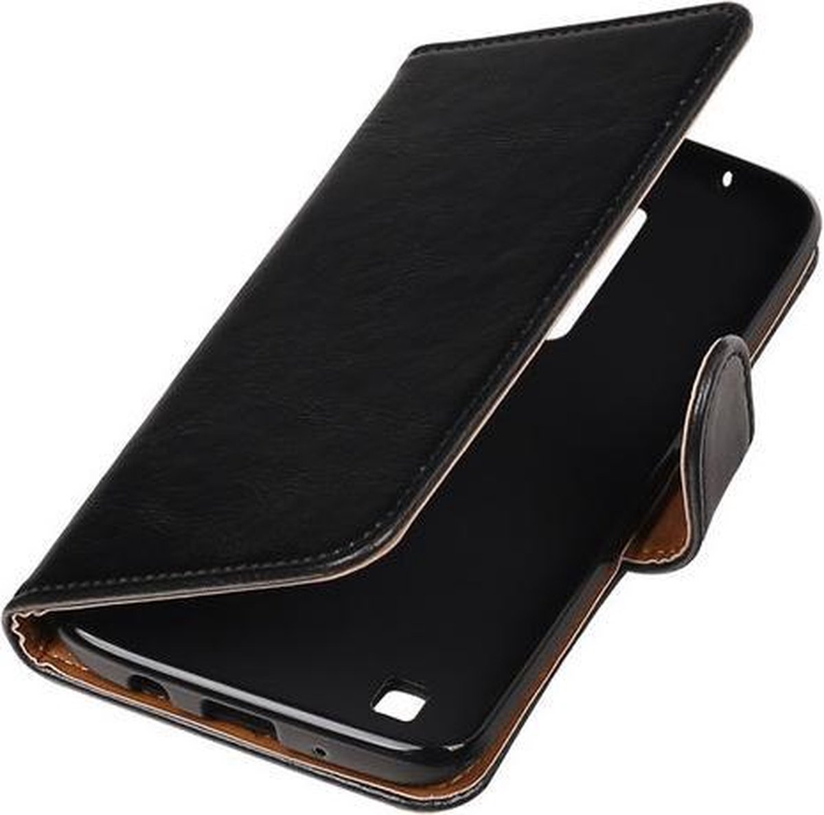 Zwart Pull-Up PU booktype wallet cover hoesje voor LG K7