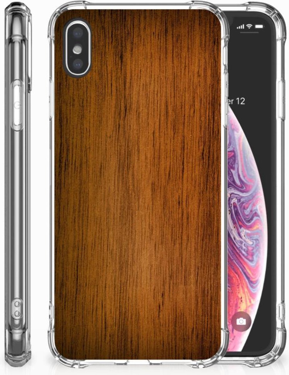 Apple iPhone Xs Max Stevig Telefoonhoesje Donker Hout