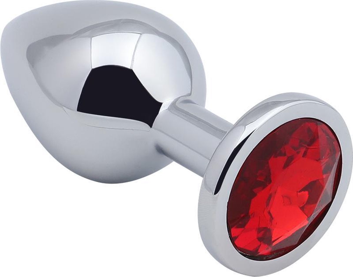 Goedkoopste Banoch - Buttplug Aurora Red Medium - Metalen buttplug - Diamant steen - Rood