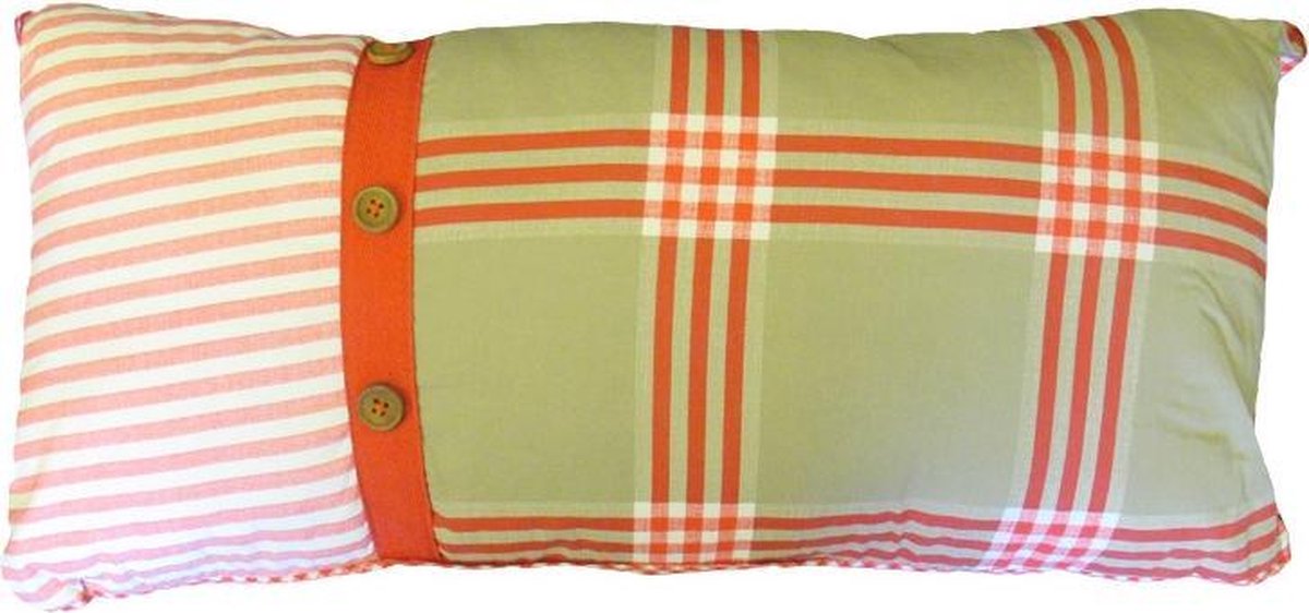 Marieke at Home Natural Check - Sierkussen - 30x60 cm - Red
