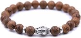 Fako Bijoux® - Buddha Armband - Hout - Duo - Zilverkleurig
