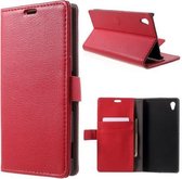 Litchi Cover wallet case hoesje Sony Xperia X Performance rood