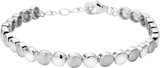 The Jewelry Collection Bracelet Poli / mat 5.5 mm 17 + 3 cm - Argenté Rhodié