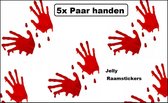 5x Halloween raamsticker bloed handen  - Halloween horror scary horror thema feest