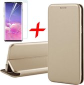 Hoesje geschikt voor Samsung Galaxy S10 Plus - Screen Protector PET - Book Case Leer ThinShield Roségoud & Screenprotector