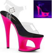 Pleaser Sandaal met enkelband, Paaldans schoenen -38 Shoes- MOON-708UV Paaldans schoenen Roze