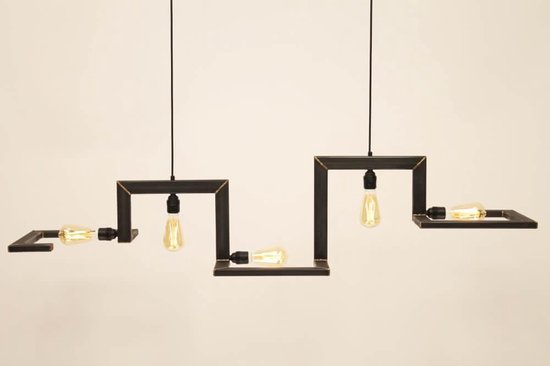 Hanglamp TORTONA zwart staal | met koperen lassen | bol.com