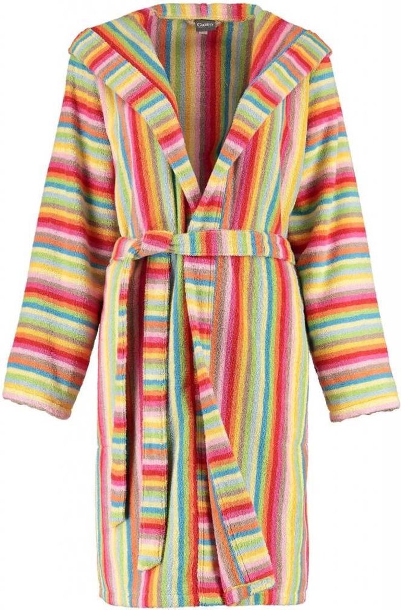Cawö korte dames badjas badstof met capuchon multicolor maat 42