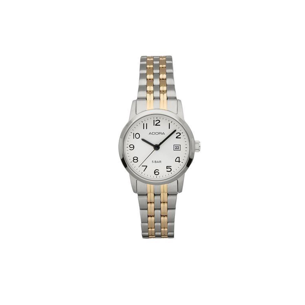 Mooi dames horloge met datumaanduiding-zilverkleurig-goudkleurig-AB6264