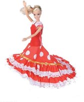 Spaanse jurk - voor Barbie pop rood wit